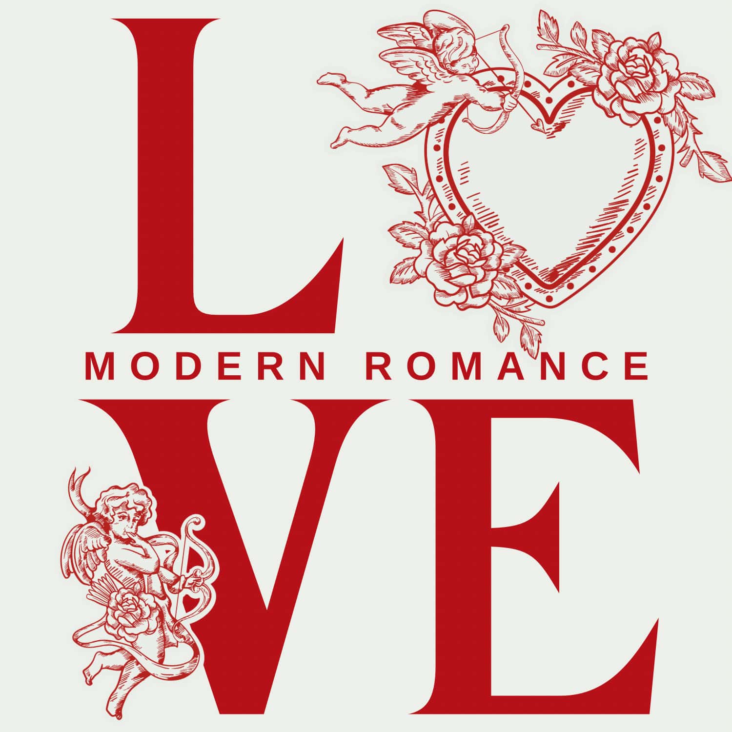 Luxurious Valentine's Heart and Cupid Artwork.