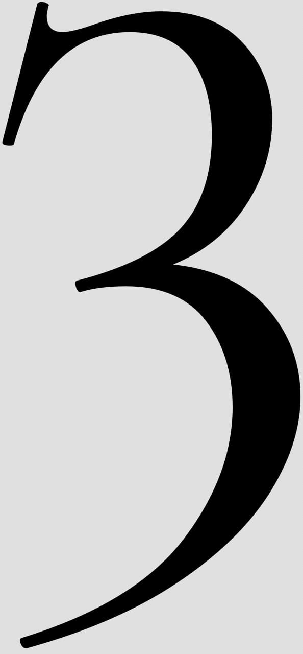 Minimalist black and white number three graphic for trendy fashion and design elements.